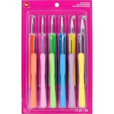 Imagem de Boye 3396270001 Conjunto de agulhas de crochê ergonômicas, o conjunto inclui 12 agulhas de crochê variando de tamanhos de 2,25 mm a 10 mm, conjunto de 12 peças