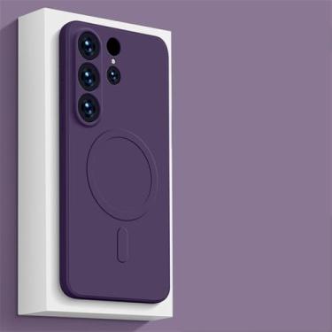 Imagem de Capa de carga magnética sem fio de silicone líquido para Samsung S24 S23 Ultra S22 S21 Plus FE A15 A35 A55 A05S Capa traseira à prova de choque, roxo escuro, para Samsung S24