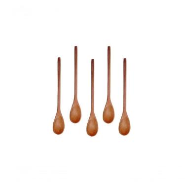 Imagem de Kit 5 Peças Colher De Pau Madeira Modelos Mingau 27 Cm
