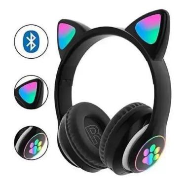 Imagem de Fone Headset de Gatinho Bluetooth Orelha De Gato Luz Led - HEADSET - -