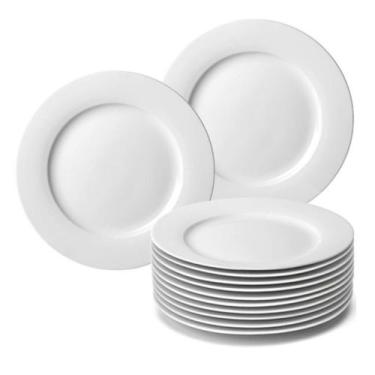 Imagem de Kit 12 Pratos Sobremesa Branco Melamina Plástico Resistente 18cm Leve 