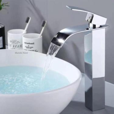 Imagem de Torneira Para Banheiro Cascata Monocomando Luxo Preto E Cromada - Mund