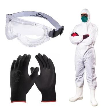 Imagem de Macacão Segurança Protetor Trabalho Pintura Óculos Luva Epi Tipo 6 Epi