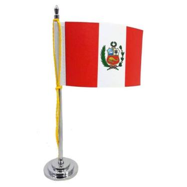 Imagem de Mini Bandeira de Mesa da Peru 15 cm Poliéster - SP Bandeiras 