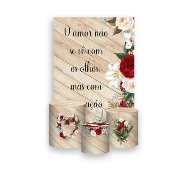 Imagem de Painel De Festa Vertical 1,50 x 2,20 + Trio De Capas Cilindro - Casame