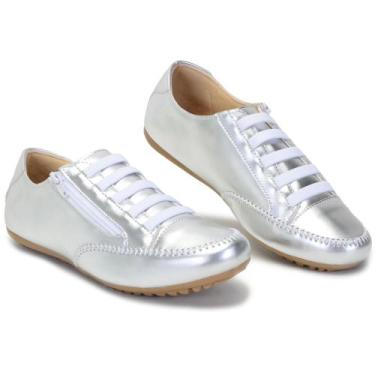 Imagem de Sapatênis Tênis Feminino Prateado Confortável Leve - Bella Dama, Prata