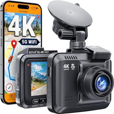 Imagem de ROVE Câmera Dash R2-4K Pro, GPS integrado, câmera Dash WiFi 5G para carros, Dashcam UHD 30fps 2160P com aplicativo, tela IPS de 2,4 polegadas, visão noturna, WDR, grande angular de 150°, modo de