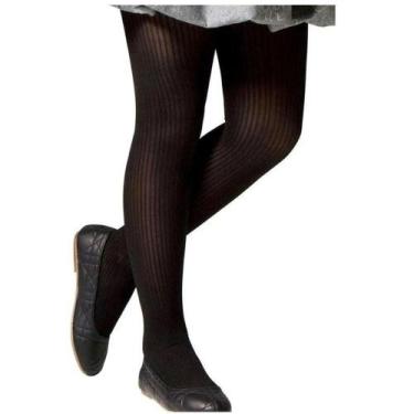Imagem de Meia Calça Infantil Selene Canelada Fio 70 P Preta - 9500
