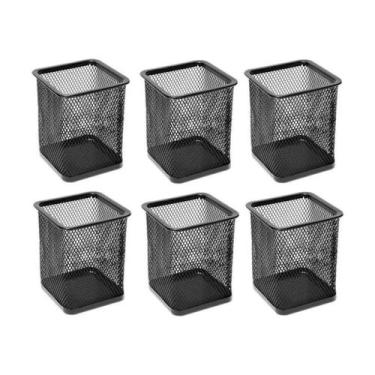 Imagem de Kit 6 Organizador De Escrivaninha Metal Preto - Quadrado - Top Rio