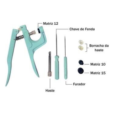Imagem de Alicate Tiffany Para Aplicar Pregar Botão de Plastico 10 12 15 Botões 