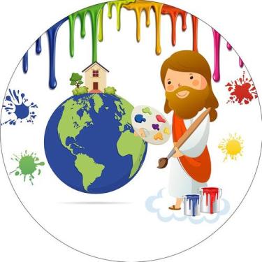 Imagem de Painel De Festa Redondo 1,50x1,50 - Jesus Pintor do Mundo Tintas 004 -