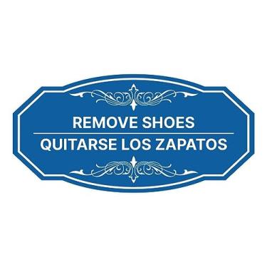 Imagem de Signs ByLITA Sapatos Victorian Remove - Sinal bilíngue Quitarse los zapatos (azul) - Médio