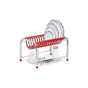 Imagem de Escorredor / Secador Para Pratos, Talheres E Copos Dobrável - Vermelho