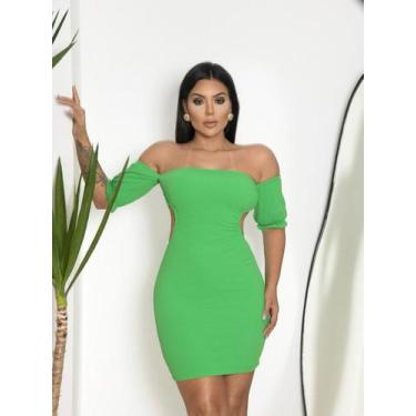 Imagem de Vestido Curto sem Alça Manga Caída Tira nas Costas - luh may, Verde, M