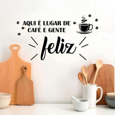 Imagem de Adesivo de Parede Café e Gente Feliz - Lojinha da Luc Adesivos
