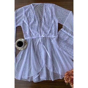 Imagem de Robe Feminino Casual em Tule e Renda Flores - Delicadas Moda Íntima, B
