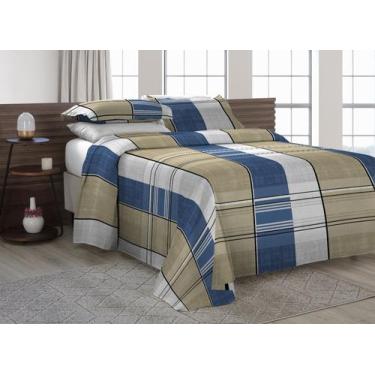 Imagem de Colcha Cobre Leito KING SAIZE  3pç Tecido Pique Estampado AZUL - THAIS