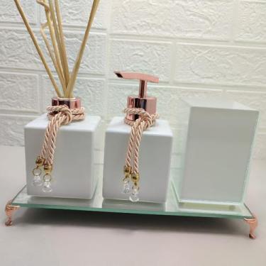 Imagem de Kit Lavabo Jogo Banheiro Aromatizador Porta Sabonete Porta Escova Pinc