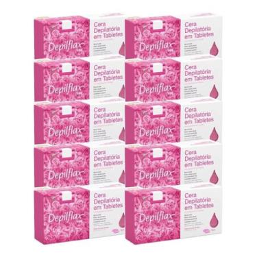 Imagem de Kit Com 10 Ceras Quente Depilatória Depilflax Rosa 1kg