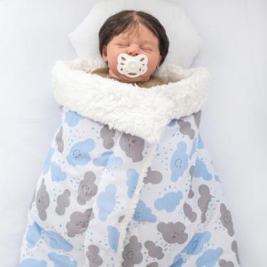 Imagem de Manta Cobertor Bebê e Infantil com Sherpa - Pandora Baby Enxovais, Azu