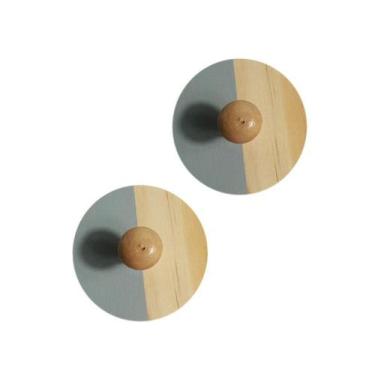 Imagem de Kit 2 ganchos suporte cabideiro de madeira com adesivo parede banheiro