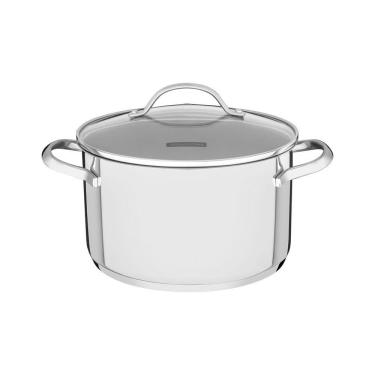 Imagem de Caçarola Funda Tramontina Una Em Aço Inox Com Fundo Triplo E Tampa De Vidro 24 Cm 6,1 L