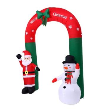 Imagem de Generic Arco inflável iluminado de Natal de 3,1 m de altura, decoração de feriado, EUA, 110 V, Papai Noel e boneco de neve, decoração para ambientes internos