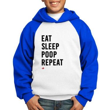Imagem de Moletom Infantil Eat, Sleep, Poop, Repeat - Foca na Moda, Branco, Azul