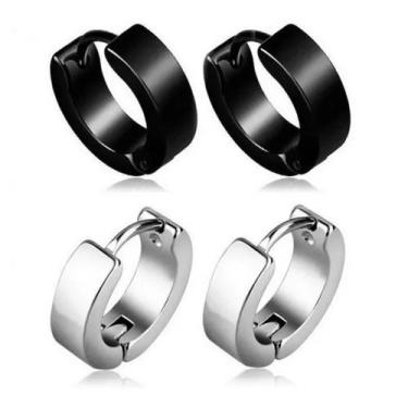 Imagem de Kit Brinco Masculino Feminino Argola Aço Cirúrgico Antialérgico - Vora