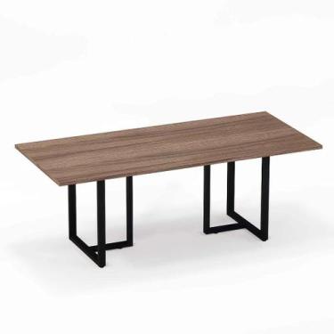 Imagem de Mesa de Reunião Retangular Tubular P25 Pandin 2,6 M Walnut e Preto