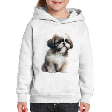 Imagem de Moletom Infantil Cachorro Shih Tzu Filhote - Foca na Moda, Branco, 2