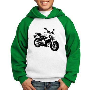 Imagem de Moletom Infantil Moto XJ6 N Art - Foca na Moda, Branco, Verde, 6