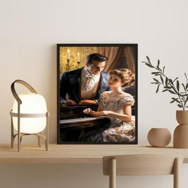 Imagem de Quadro Decorativo Vintage Casal Com Piano 24x18cm - Quadros On-line