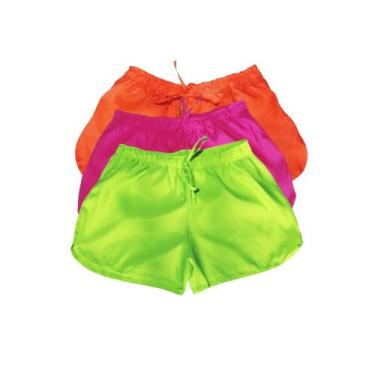 Imagem de Kit 3 Shorts Feminino Tactel Plus Size Liso Praia Piscina e Verão - CO