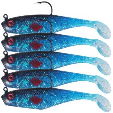 Imagem de Kit 5 iscas artificiais realista p/tucunaré robalo lambari - SWG, Azul