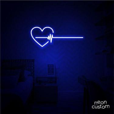 Imagem de luminaria letreiro Neon Led Coraçao Grafico 80x30 luminoso decoração p