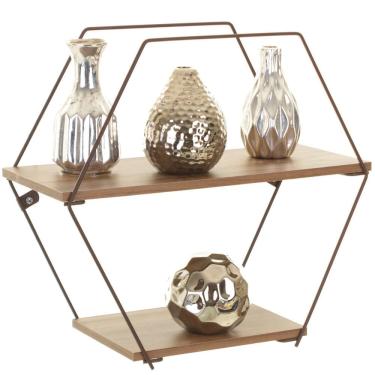 Imagem de Prateleira Geometrica Hexagonal Aço Corten/Castanho
