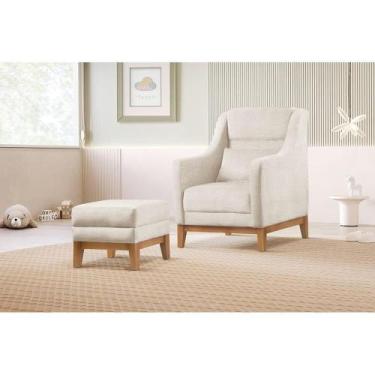 Imagem de Poltrona De Amamentação Com Puff Áquila Nude - Zurc Decor