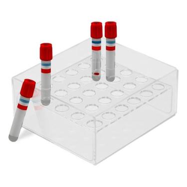 Imagem de Suporte Acrílico Coleta Tubos Sangue Laboratório Hospitalar Organizaçã