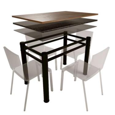Imagem de Base Para Mesa De Vidro Jantar 4 Lugares Preta Retangular - CromoShop