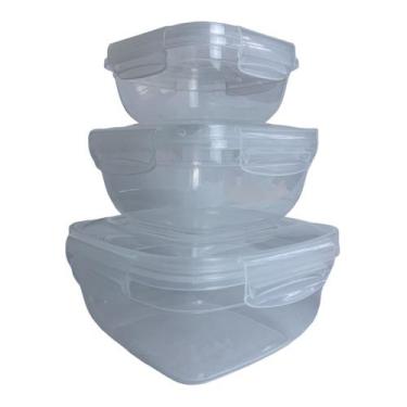 Imagem de Kit 3 Pote Quadrado Flip Lock Rischioto 400Ml 800Ml 1,4L