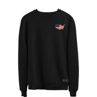 Imagem de Blusão Moletom Eua Masculino e Feminino Personalizado sem Capuz gola R