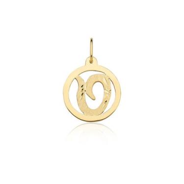Imagem de Pingente Medalha Letra O Ouro 18k Puro - MAEHLER JOIAS, Dourado