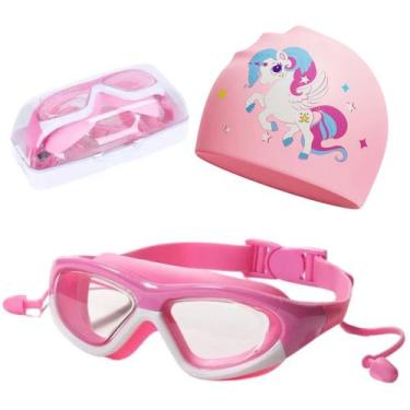 Imagem de Kit Óculos Natação Piscina Infantil Crianças Hero Band H1, Rosa unicór