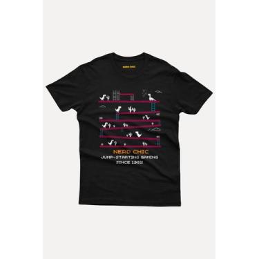 Imagem de Camiseta Gamer Dino Save The Princess by Nerd Chic Geek Nerd, P, Preto