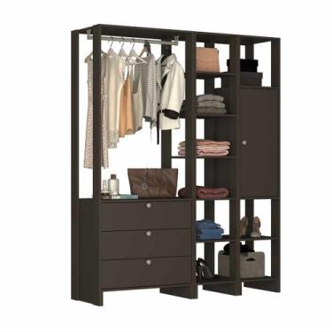 Imagem de Closet com 1 Cabideiro, 1 Porta com 2 prateleiras e 10 nichos EY102-4-