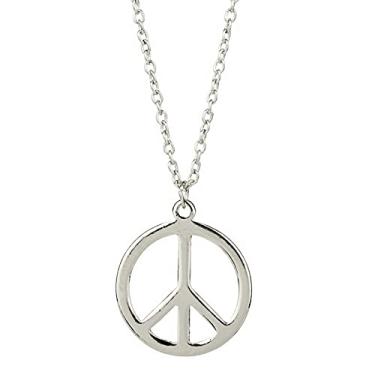 Imagem de Colar com pingente de sinal de paz estilo hippie de metal com pingente de sinal de paz, vintage, retrô, acessórios de vestir, colar ajustável, joias para mulheres e homens, Metal, Metal