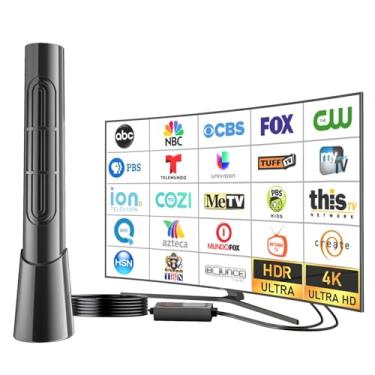 Imagem de GREVA Antena de TV digital HD amplificada 4K para ambientes internos de longo alcance de 1500 milhas, suporta 4K 1080p todas as TVs em canais locais VHF UHF, amplificador de sinal equipado e cabo