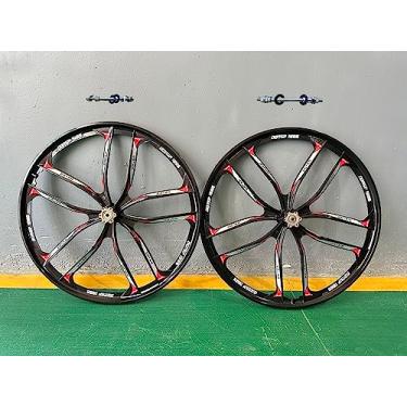 Imagem de DONSP1986 Conjunto de rodas magnéticas de 26 "10 raios, f e r 100 mm x 135 mm para volante rotativo 7/8 / 9s / roda de magnésio de 26 polegadas 10 lâminas/preto/freio a disco para cruzad