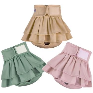 Imagem de Fuz Bigaza Fraldas para Cães Fêmeas, Faixas de Barriga(Pacote com 3), Saia Feminina Lavável E Reutilizável, Calcinhas para Cães, Filhotes, Treinamento para Fazer Cocô, Incontinência, Marcação, Fralda